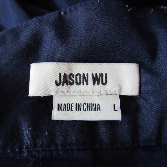 Jason Wu Open Back Poplin Midi Dress Large Navy Blue Sleeveless Minimalist - Picture 9 of 9